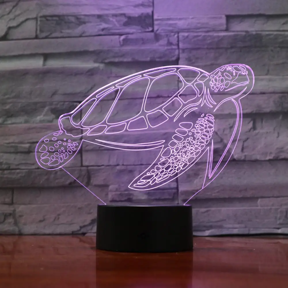 Креативная 3d лампа в виде черепахи настольная морских черепашек RGB детский сон 3D