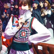 Осень Зима Винтаж полосатый Женский свитер жилет Подиум без Рукавов корейский стиль женский джемпер Pulloveres одежда