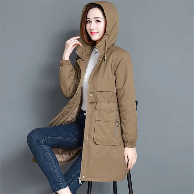 Autumn New Women's Jacket Long Section Korean Large Size Parkers Solid Color Loose down Cotton Jacket Ladies Coats YH531