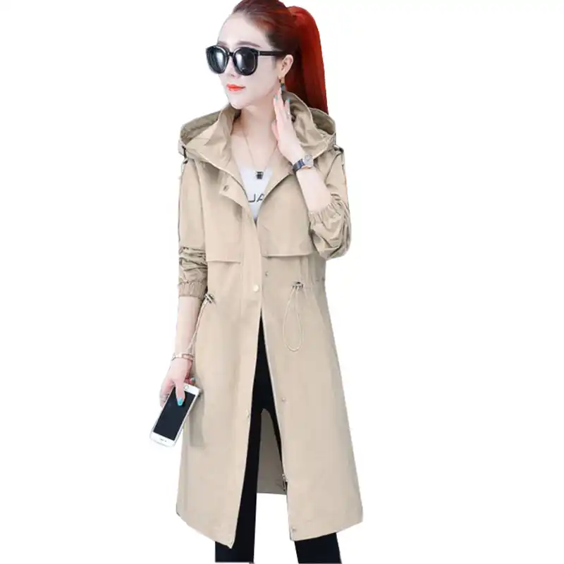 womens long trench coat with hood