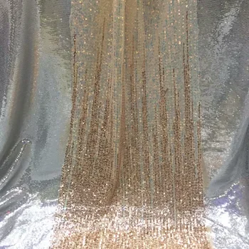 

2019 Latest African Net Lace Fabric Gold Guipure Swiss Voile Lace High Quality Emboridered French Sequins French Lace Fabric