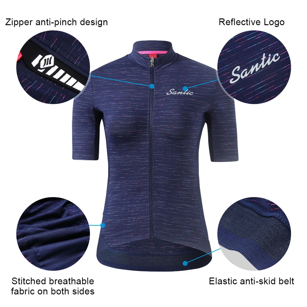 Santic MTB майки для женщин велосипедный дышащий короткий рукав спортивная одежда