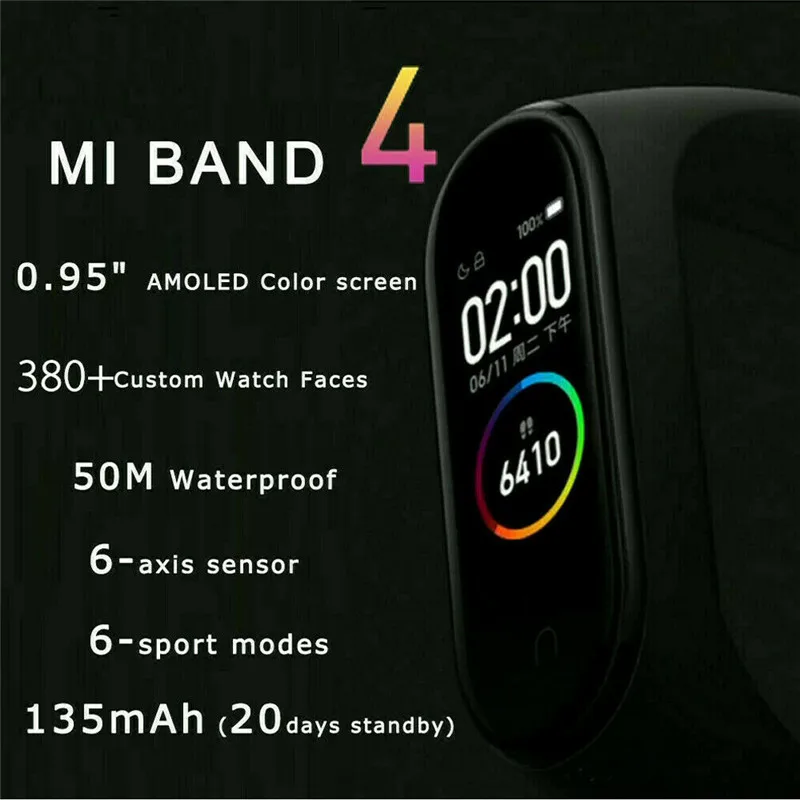 

Xiaomi Bracelet Mi Band 4 smartband m4 Color Screen Waterproof Fitness Track Heart Rate Sport Wristbands Women Men smart band