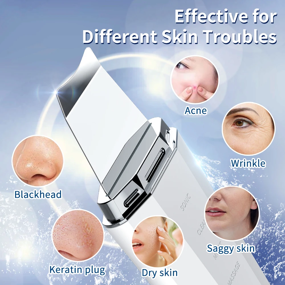 Facial Scrubber ANLAN Ultrasonic Skin Scrubber Ion Deep Face Cleaning 45℃ Heat EMS Facial Lifting Ultrasonic Cleaner Peeling Skin Care Device