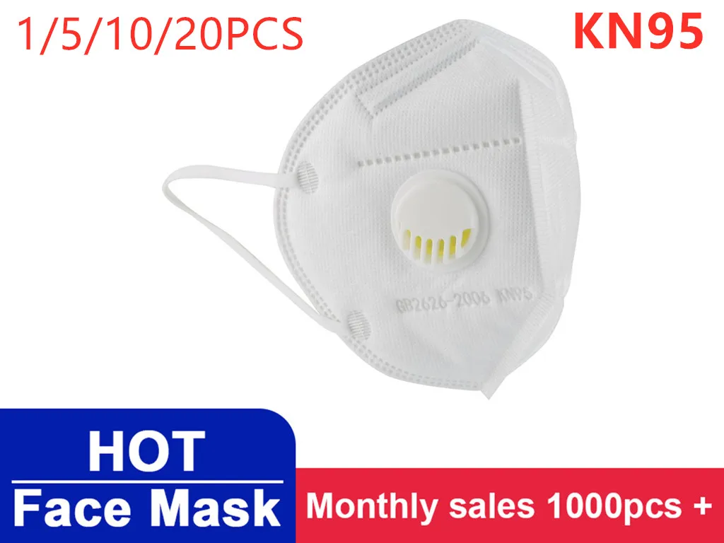 

IN STOCK !KN95 Dustproof Anti-fog And Breathable Face Masks 95% Filtration N95 Masks Features as KF94 FFP2 5-Layer Kn95