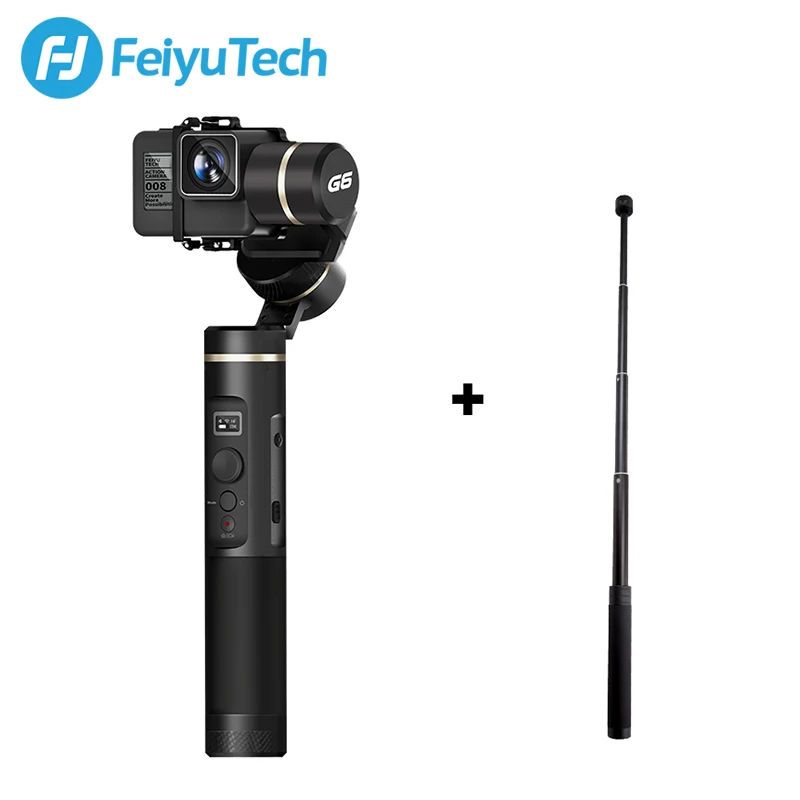 FeiyuTech Feiyu G6 3-осевой портативный монопод с шарнирным замком Gopro экшн Камера стабилизатор OLED Экран для экшн-Камеры Gopro Hero 6 5 sony RX0 - Цвет: G6 with pole