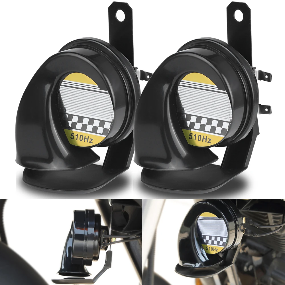 Universal 12V Loud Waterproof Black Horn For Motorcycle Motorbike Bracket Trend