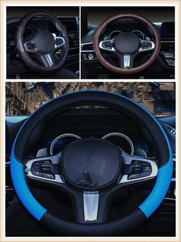 

Premium car steering wheel cover 38 cm or 15 inch leather PU for Toyota Yaris Tundra Tacoma RAV4 Corolla Aygo