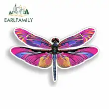 EARLFAMILY 13cm x 13cm Pink Purple Dragonfly Anime Funny Car Stickers Waterproof Bumper Trunk Truck Graphics Vinyl JDM Decal