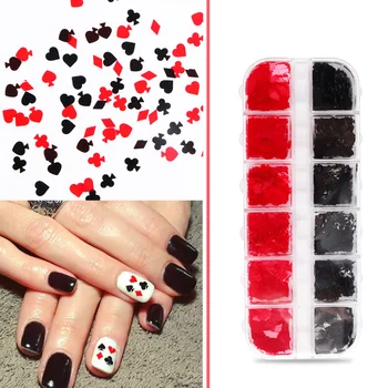 

Playing Card Style Nail Sequins Numeral Letter Graphics Flakes Paillette Decoration Accessories For Nail Art Design