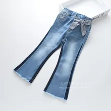 0108-20 детская одежда Весенние новые стильные ковбойские брюки с большим бантом для девочек