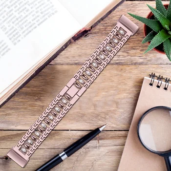 

Stainless Steel Rhinestone Watch Band Replacement Bracelet Strap for FitbitCharge 3 FKU66