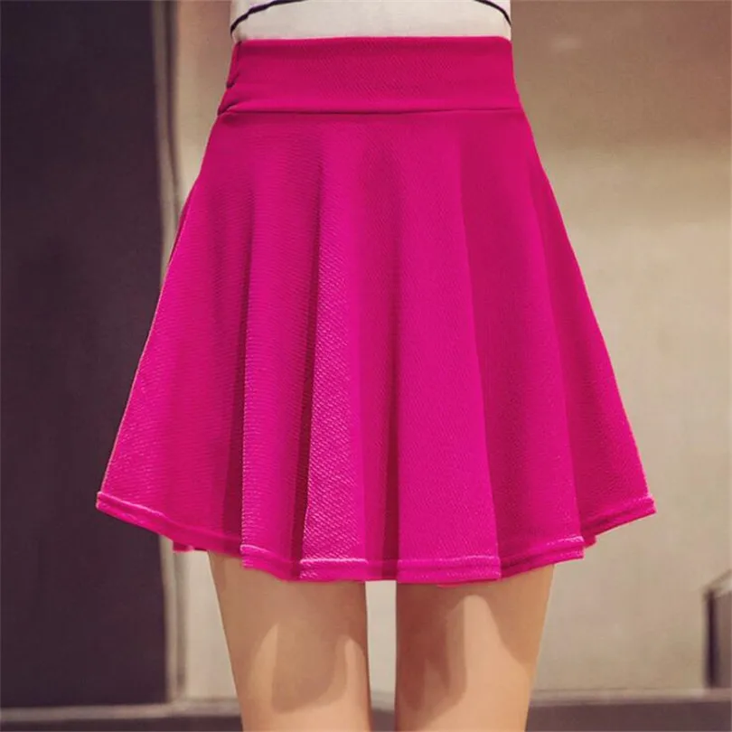 D118 Rose red VIIANLES/мини плиссированная юбка, большие размеры, женские шорты, юбки, однотонная мода, высокая талия, Повседневная Корейская короткая юбка-солнце для девочек 4XL 5XL - Цвет: D118 Rose red