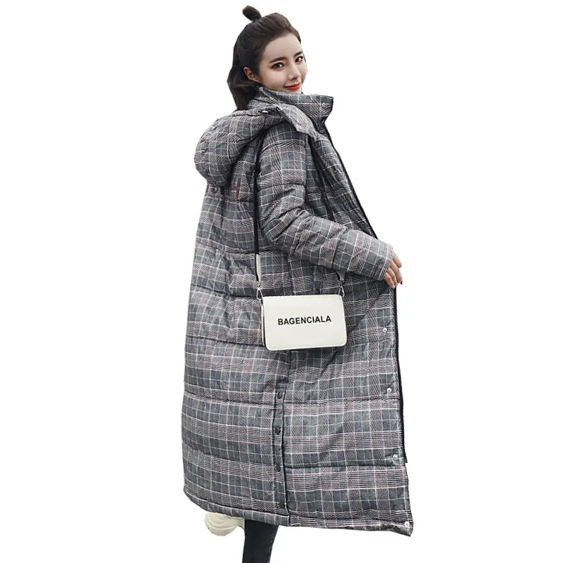 Goedkoop Winter Losse Lange Down Jas Jas Plaid Dikke Warme Vrouwen Casaco Feminino Abrigos Mujer Invierno Katoen Gevoerde Gewatteerd Parka