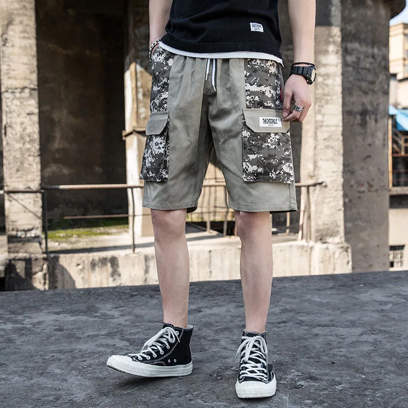 

Men Cargo Camouflage pocket Gyms Jogger Knee Length Shorts Male Workout Shorts Hip Hop Casual Shorts High Quality 2019 Summer