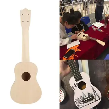 

Assemble Raw Wood Color DIY Ukulele Ukulele DIY Ukuleles Intellectual Children Student Teaching Amusing Sturdy Draw Handicrafts