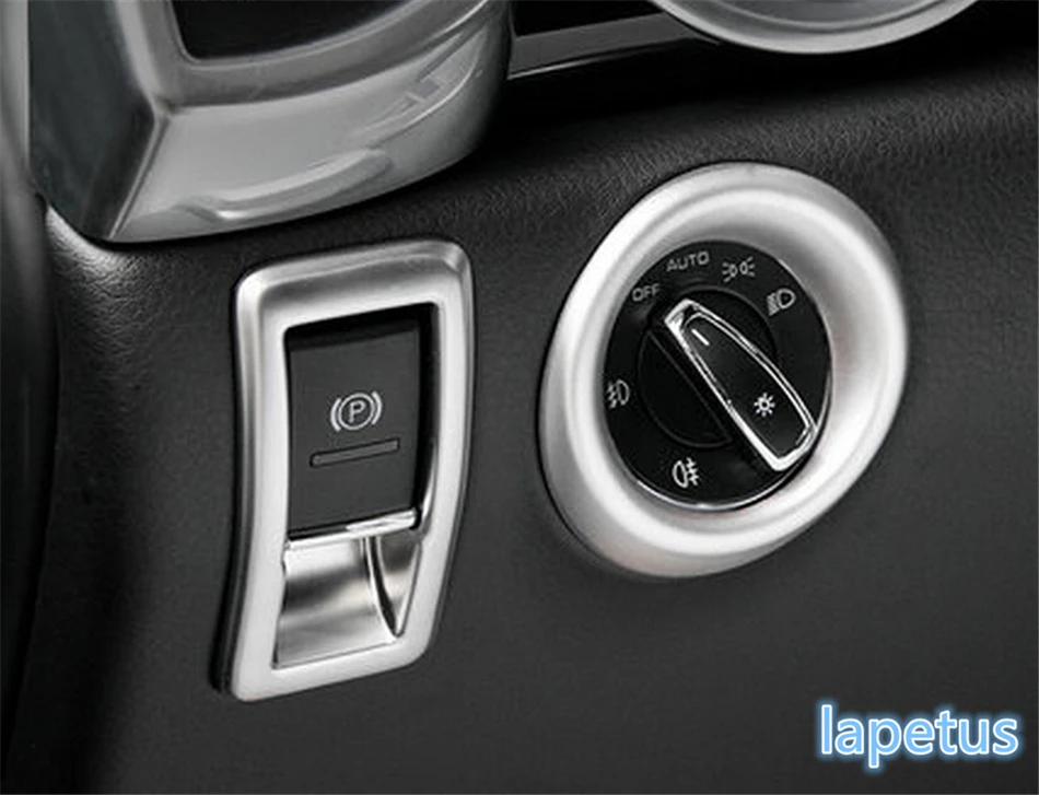 

Lapetus Head Lights Switch + Electronic Hand Brake Parking Decorative Frame Cover Trim 2 Pcs Fit For Porsche Cayenne 2015 Metal