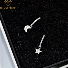 XIYANIKE, 925 пробы, серебро,, трендовые, элегантные, Лунная звезда, кристалл, серьги-гвоздики для женщин, для свадьбы, вечеринки, ювелирные изделия, аксессуары