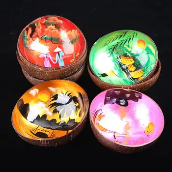 

Color Painting Crafts Coconut Shell Dried Fruit Candy Food Container Storage Bowl Jewelry Necklace Storage Organizer Home Decor