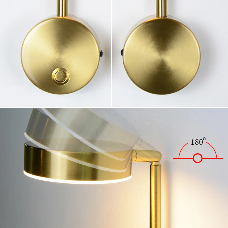 modern wall lights 9W With switch led wall lamps gold lamps livingroom indoor lighting Bedside For Bedroom sconce