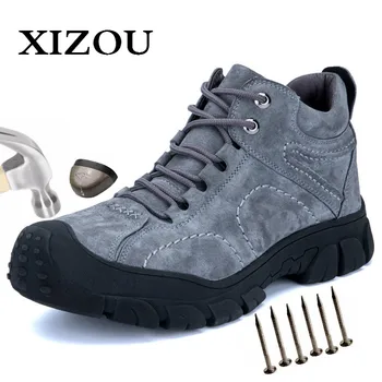 

XIZOU Men Boots Anti-Skidding Shoes Men Popular Comfy Spring Autumn Men Shoes Short Plush Snow Boots Durable Safety Shoes