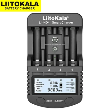 

Original LiitoKala Lii-ND4 NiMH/Cd charger aa aaa charger LCD Display and Test battery capacity For 1.2V aa aaa and 9V batteries