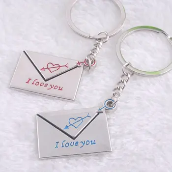 

"I love you" Engraved Cupid's Arrow Heart Keychains Valentine Gifts For Couples Lover's Envelope Keyrings Bag Accessories