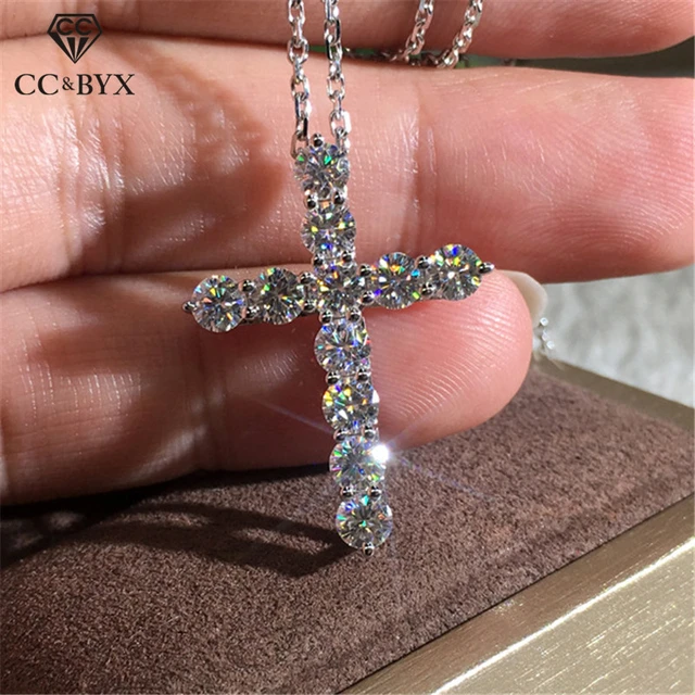 CC collares colgantes para mujer Color plata cruz Zirconia colgante collar cadena Colar Envío Directo CCN704 _ - AliExpress Mobile