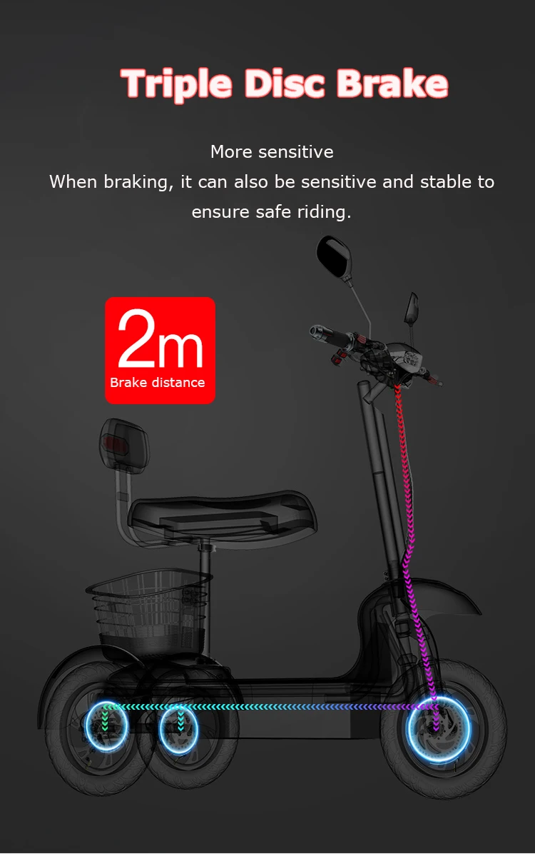 Daibot Electric Tricycle Bike 3 Wheels Electric Scooters Single Motor 500W 48V WhiteBlack Electric Scooter With Seat Adults