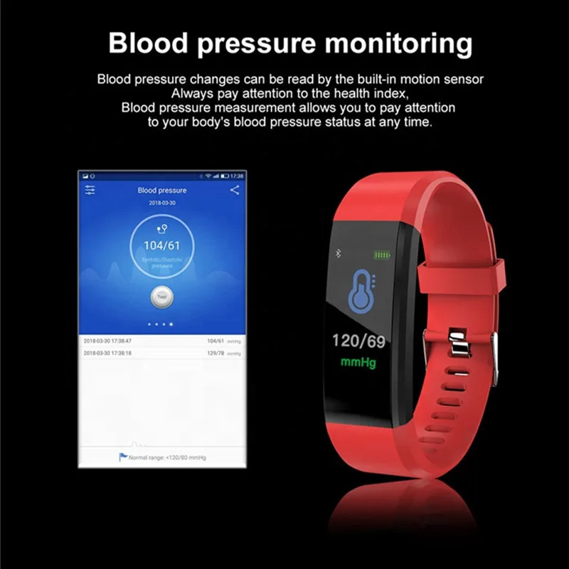 Bracelet de Sport intelligent, podomètre, moniteur de fréquence cardiaque, de pression artérielle, Bluetooth, Fitness, pour hommes et femmes