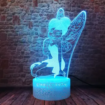 

Flashing Tinker Bell Figma juguetes 3D Illusion LED Nightlight Colorful Changing Light TinkerBell Anime Figure Toys for Girs