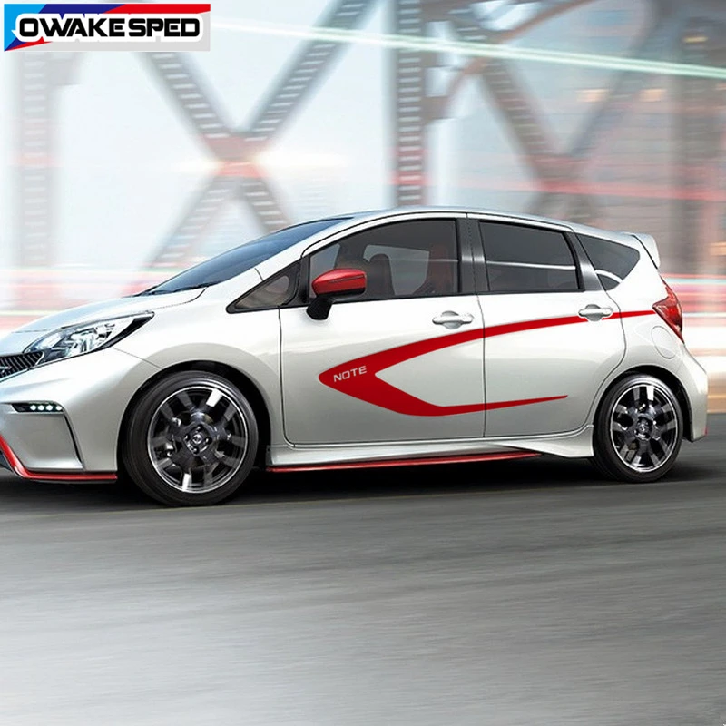Racing Sport Stripes For Nissan Note NISMO S POWER 2014-2017 Car Styling Door Side Sticker Auto Body Decor Vinyl Decals (3)