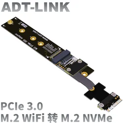 Adaptador vertical M.2 WiFi a M.2 NVME M Key SSD, Cable plano de extensión, llave Flexible M M2 NVME a Key A.E M2 Wifi PCIe 3,0