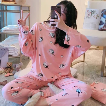 

Plus Size New Fashion Pajama Sets For Women Spring Summer Loose Casual Pyjama Sets For Girl Comfortable Home Suits