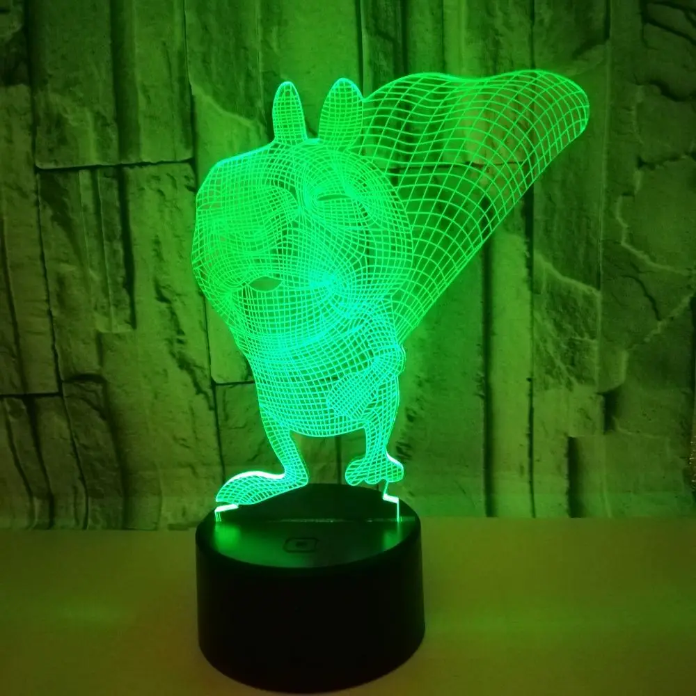 

Squirrel Colorful 3D Visual Lamp LED Seven-color Lights 3D Touch Lamp Creative USB Color Changing Desktop Small Night Lamp