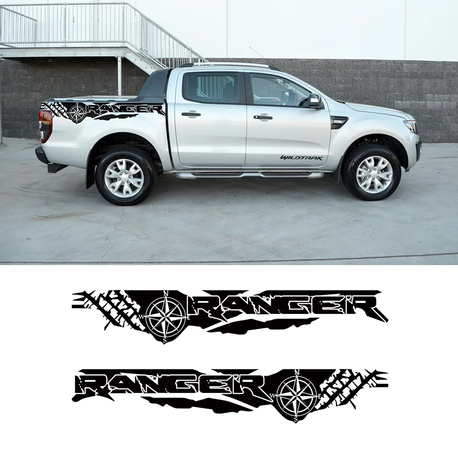 

tire print compass adventure off road vinyl graphics decals car stickers fit for Ford Ranger and wildtrack Bed box