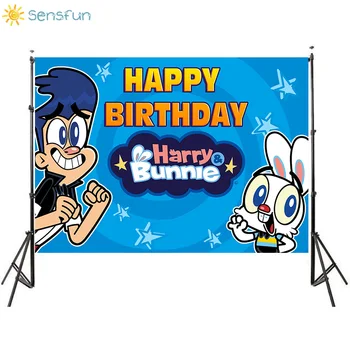 

Sensfun Boy Birthday Party Photography Background Harry&Bunnie Rabbit Cartoon Theme Backdrop Photo Booth Props Vinyl Banner