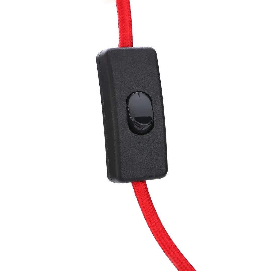 US Plug Cord with E26/E27 Lamp Holder Light Socket On/Off Button Switch Pendant Bulb Holder 5 feet 1.5m Red