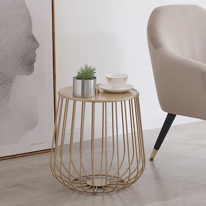 Nordic Iron Art Creative Simple Sofa Coffee Table Metal Living Room Office Ins Wind Milk Tea Shop Lazy Sofa Table Desk
