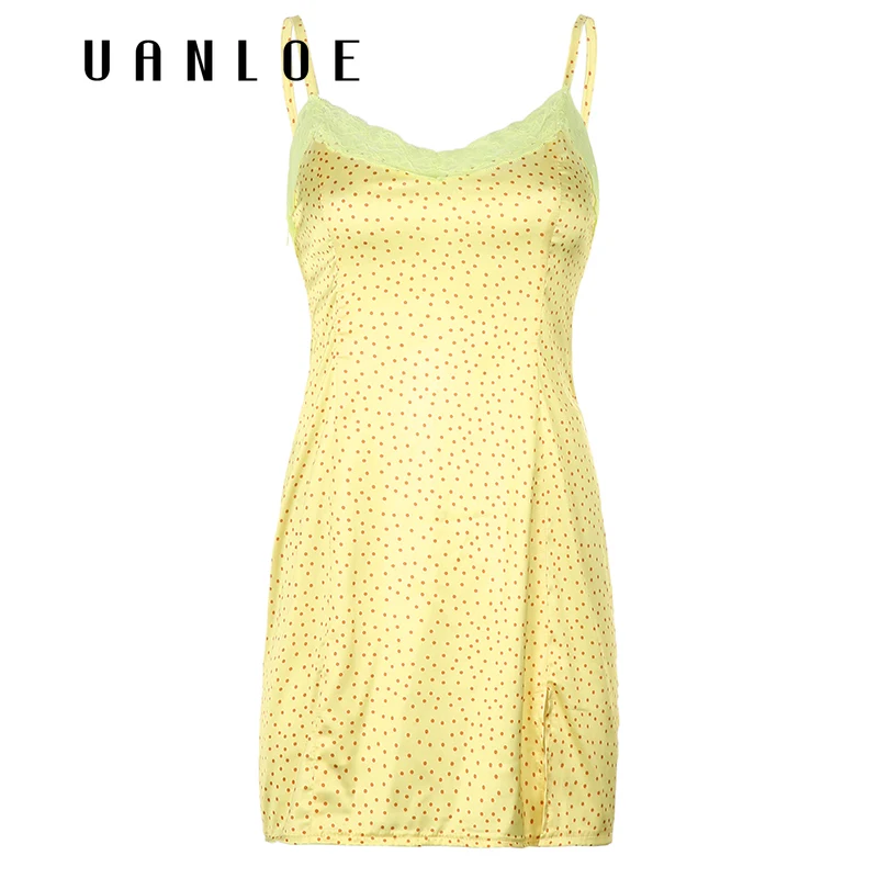 

Weekeep Polka Dot Lace Patchwork V-Neck Women Mini Dress Summer Backless Sleeveless Sexy Casual Elegant Women Dresses Vestido