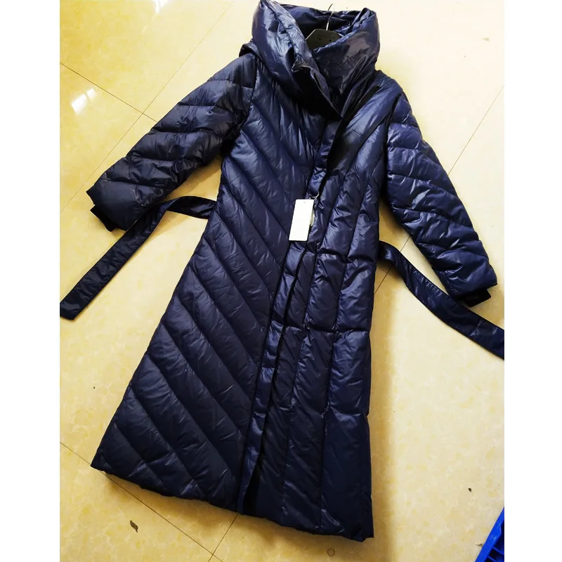 AliExpress, белый утиный пух, х-длинный пуховик, женский, экста-длинный, выше колена, тонкий, облегающий, длинный, толстый, модный