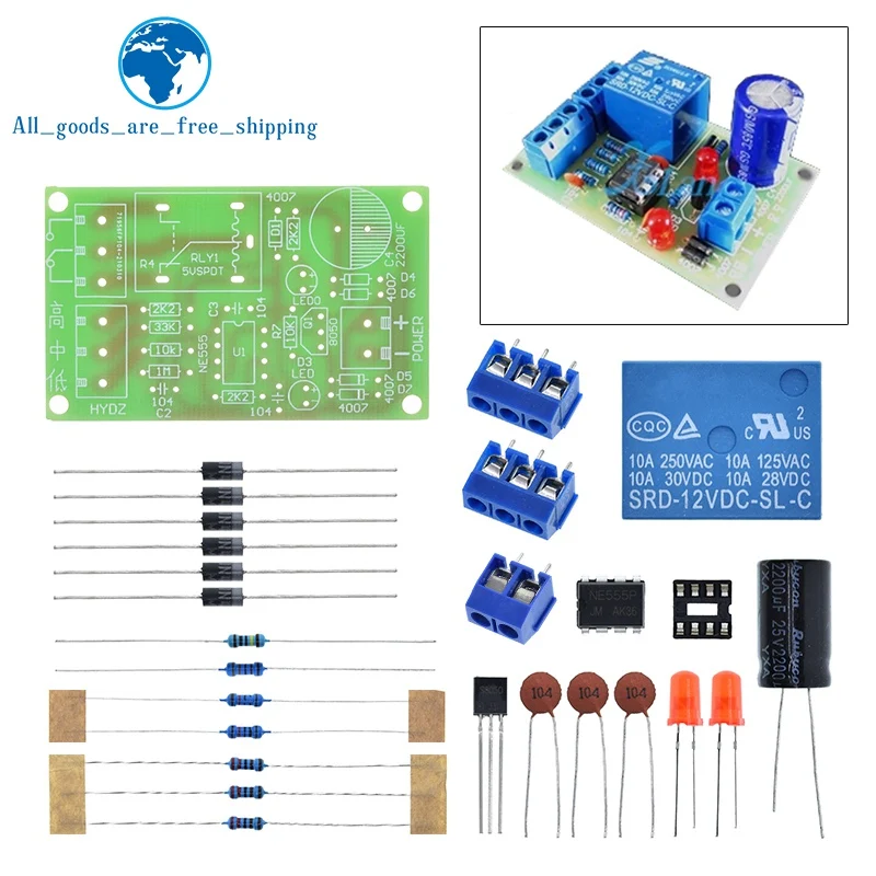 NE555 Water Level Switch Controller Kit Water Level Sensor Automatic Pumping Module DIY Student Electronic Principles Training water level switch liquid level sensor