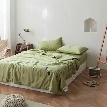 

Papa&Mima Quilted Quilt Silkly Thin Throws Blanket Summer Comforter Full Queen King Size