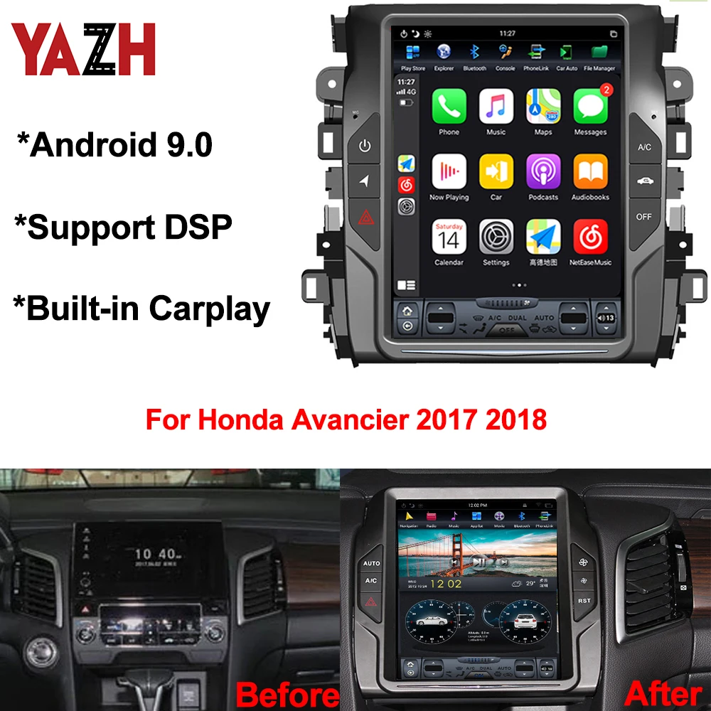 YAZH Android 9 0 Pie автомобильный головной убор радио для Honda Avancier 2017 2018 с 12 1 &quotIPS GPS