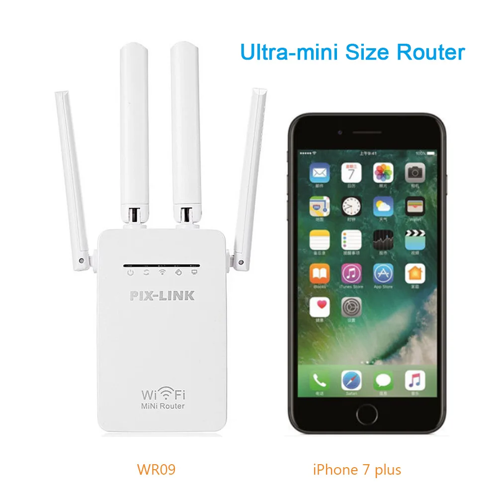 mesh wifi router PIXLINK WR09 Ban Đầu Không Dây Wifi Repeater Tốc Độ 300Mbps Đa Năng Tầm Xa Router Với 4 Ăng Ten AP/Router/Repeater 3in1 Chế Độ home wifi signal booster