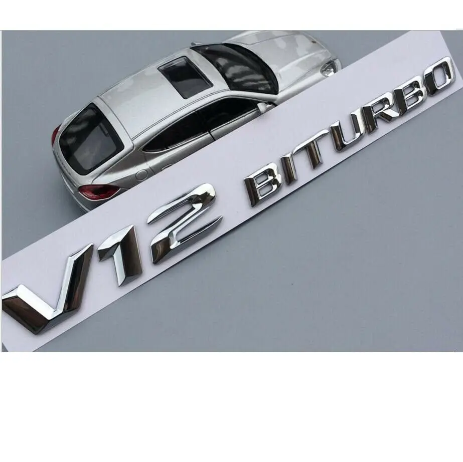 3D Хром V12 BITURBO буквы крыло эмблемы значки для-Mercedes | Автомобили и мотоциклы