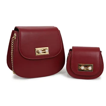 

2020 New Women's Bags PU Leather Solid Color Soft Leather Chain Bag Pearl Lock Mother Shell One Shoulder Messenger Phone Bag