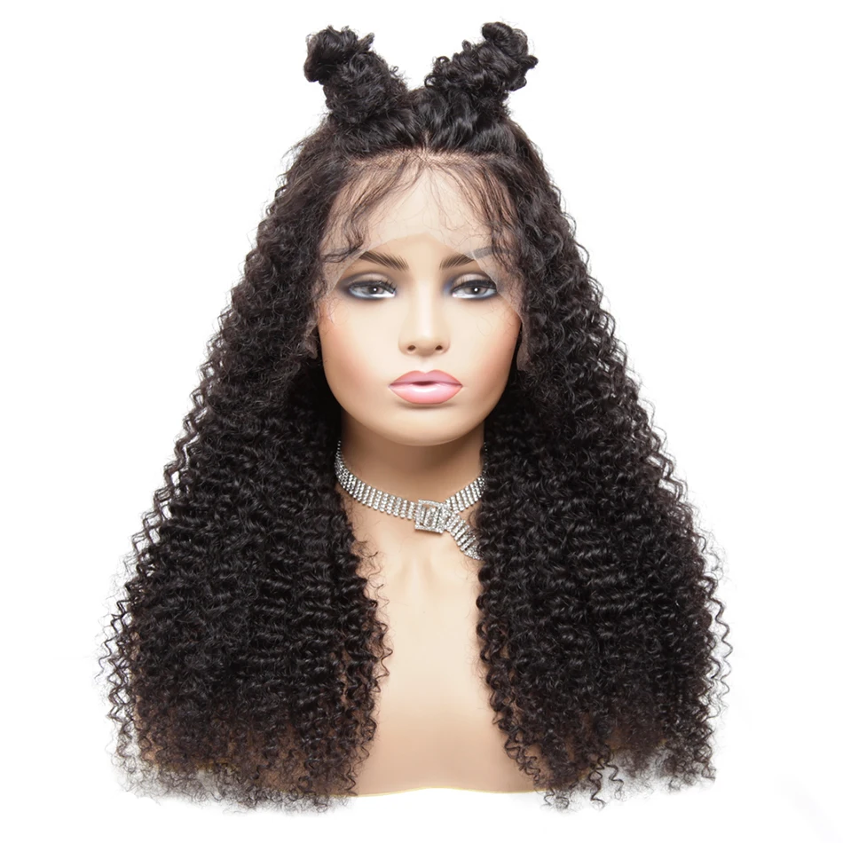 13*4 кудрявые парики из человеческих волос парики из натуральных черных волос 1B# бразильский парик из натуральных волос для женщин 150% Плотность