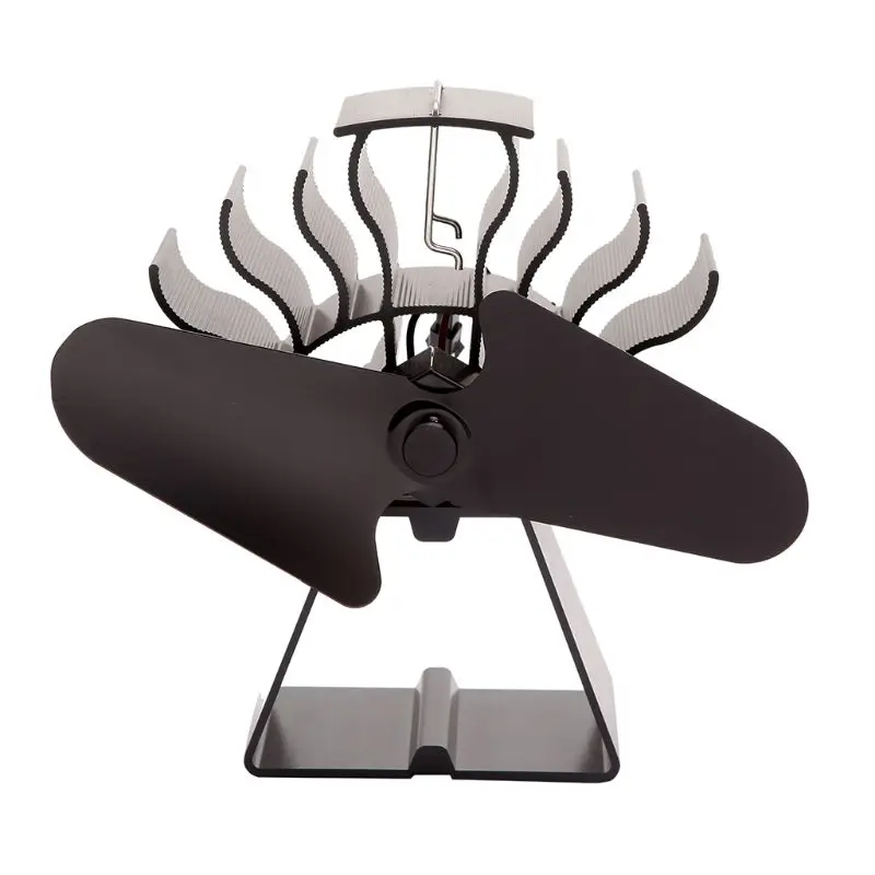 

2 Blades Heat Powered Wood Stove Fan Log Burner Fireplace Quiet Eco Friendly Fan Y5GA