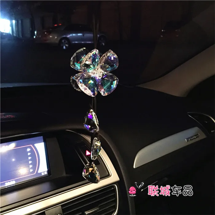 Авто подвеска Кристалл Мода милый автомобиль высокого класса аксессуары для интерьера женские автомобильные аксессуары четыре листа травы символ безопасности